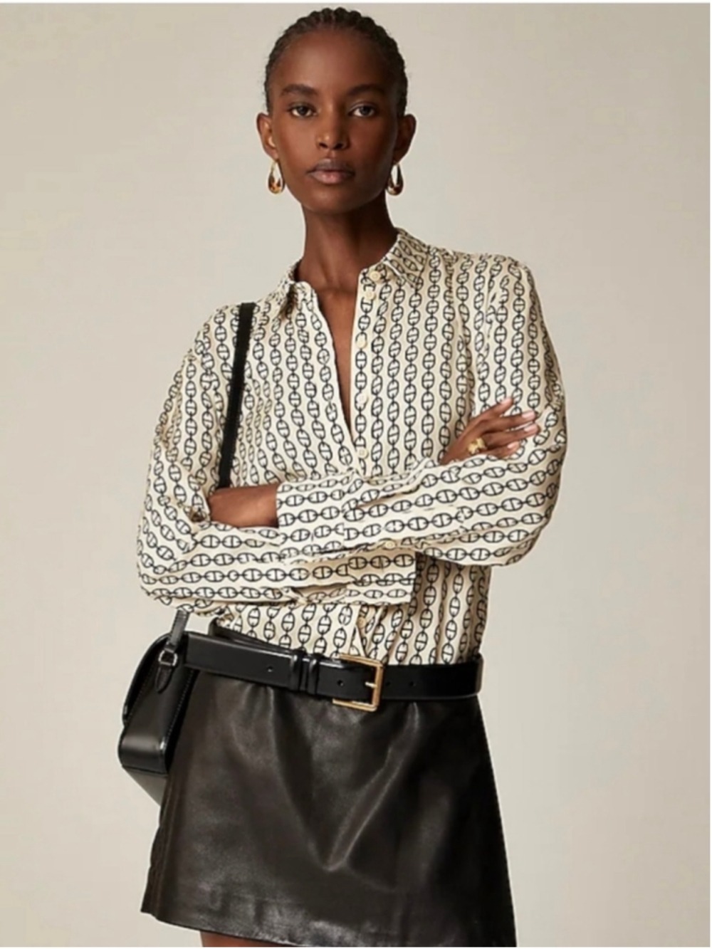 J. Crew Drapey button-up shirt in vintage links print Size XS